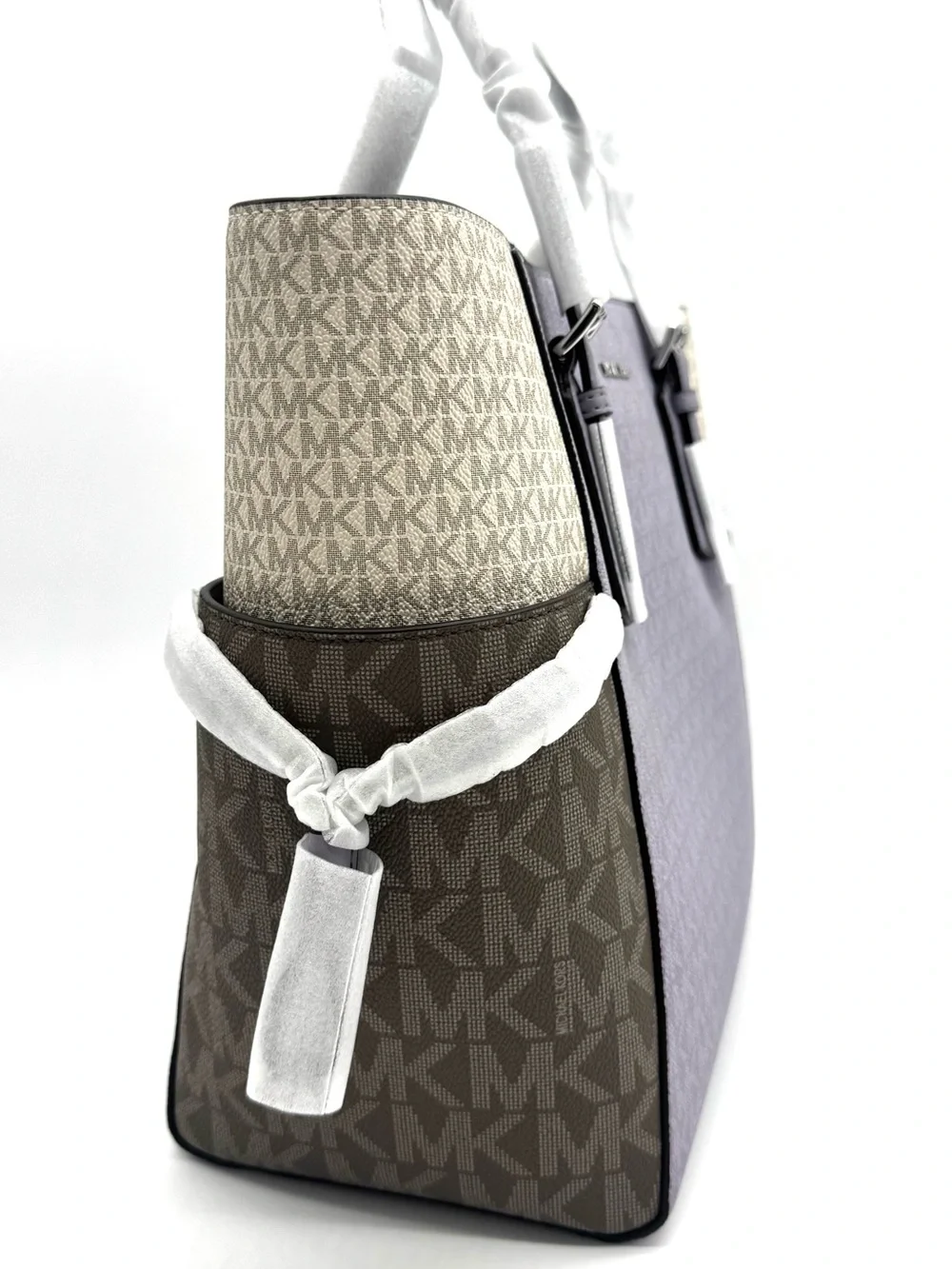 Michael Kors Voyager Large Color-Block Signature Logo Tote Bag - Lilac